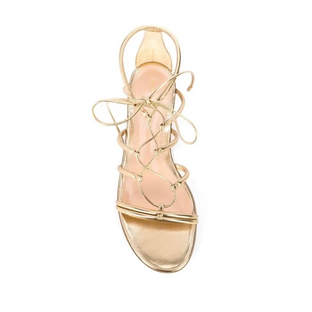 Gianvito Rossi Metallic Leather Gladiator Sandals BRONZE Size: 37.5 (7.5)